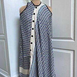 RARE!! Derek Lam Blue Print Asymmetrical Button Dress ASO Alexis Rose